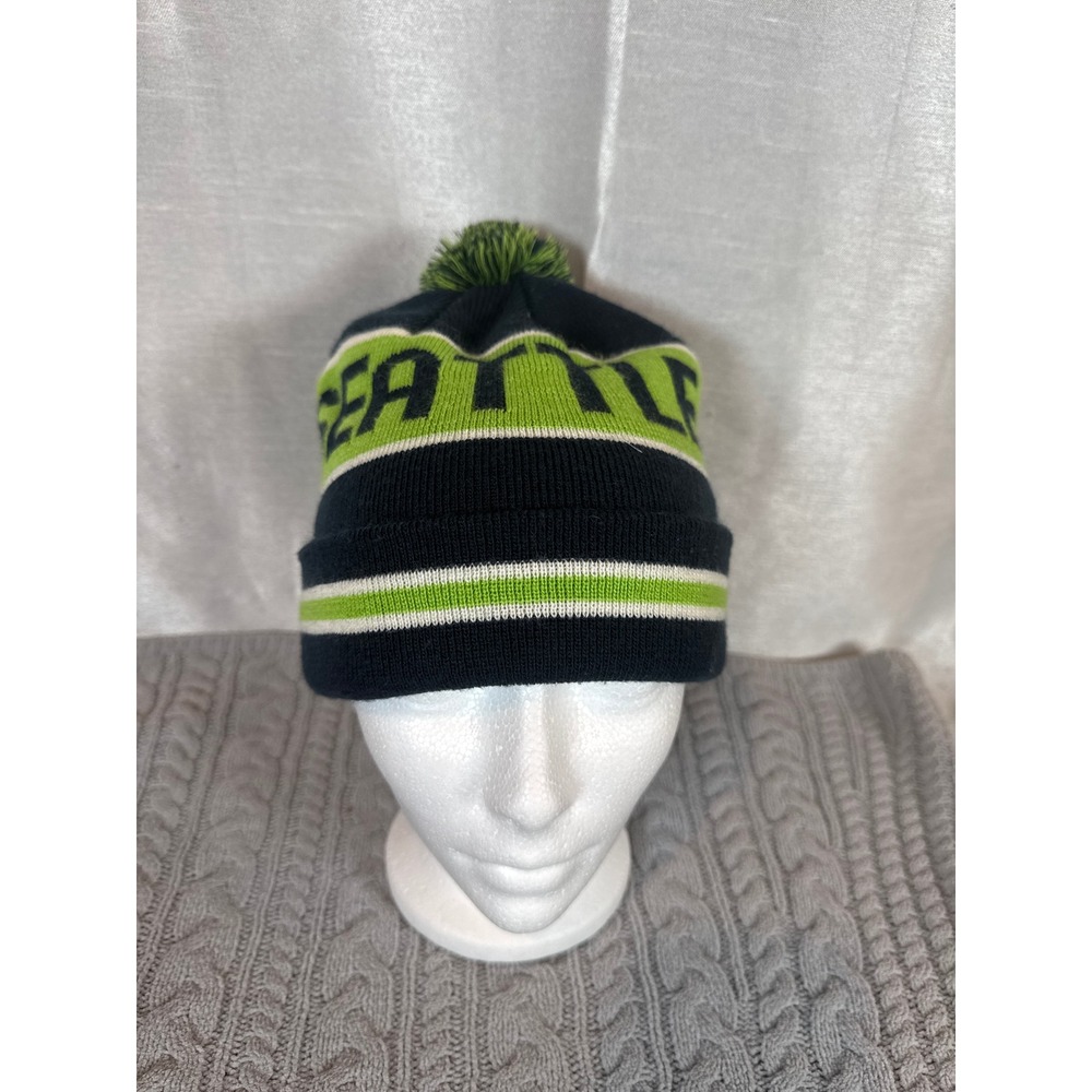 Seattle‎ Seahawks NFL Knit Pom Beanie Hat Green Black White Logo